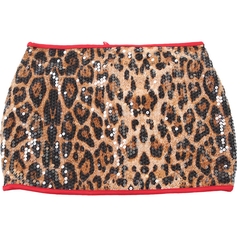 Women Spring Sexy Leopard Sequin Bodycon Dress 11