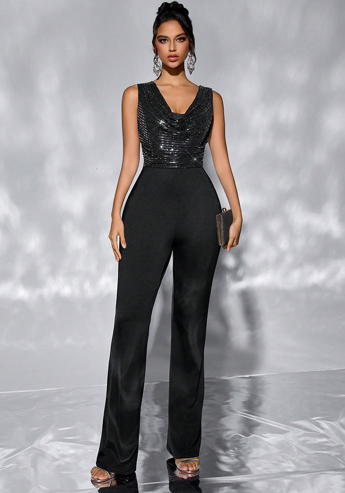 Women Casual Sequin Wide Leg Jumpsuit