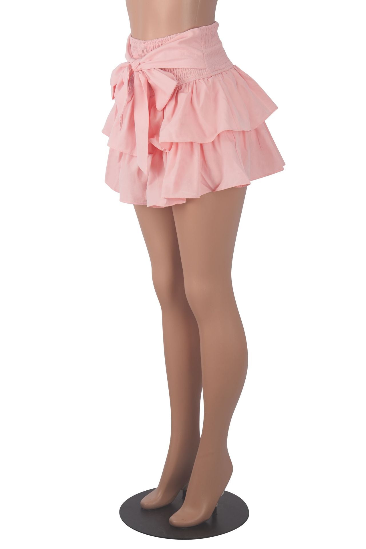 Women Solid Sexy Bow Pleated Skirt 14