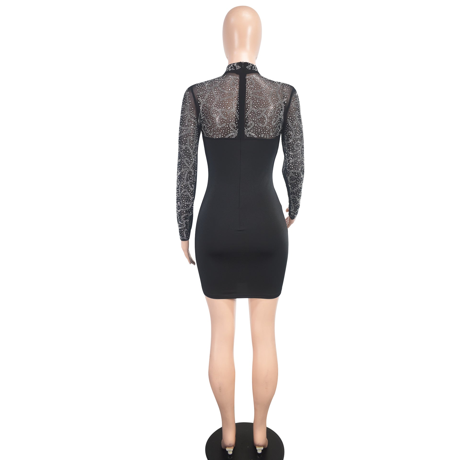 Spring And Summer Fashion Sexy See-Through Beaded Women's Bodycon Dress 7