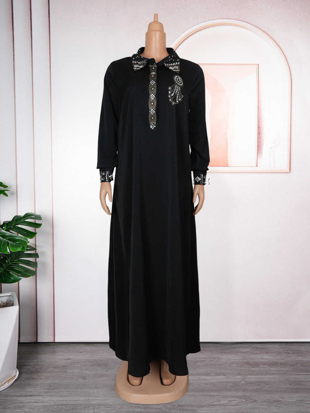 Africa Plus Size Women's Muslim Beaded Loose Dress 10