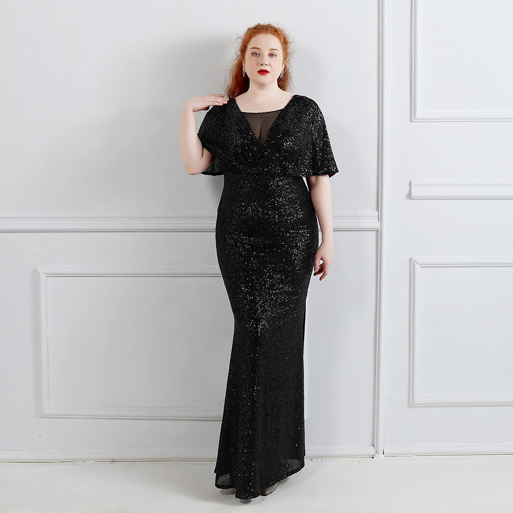 Spring and Summer Plus-Size Long Sequin Formal Party Evening Dress 16
