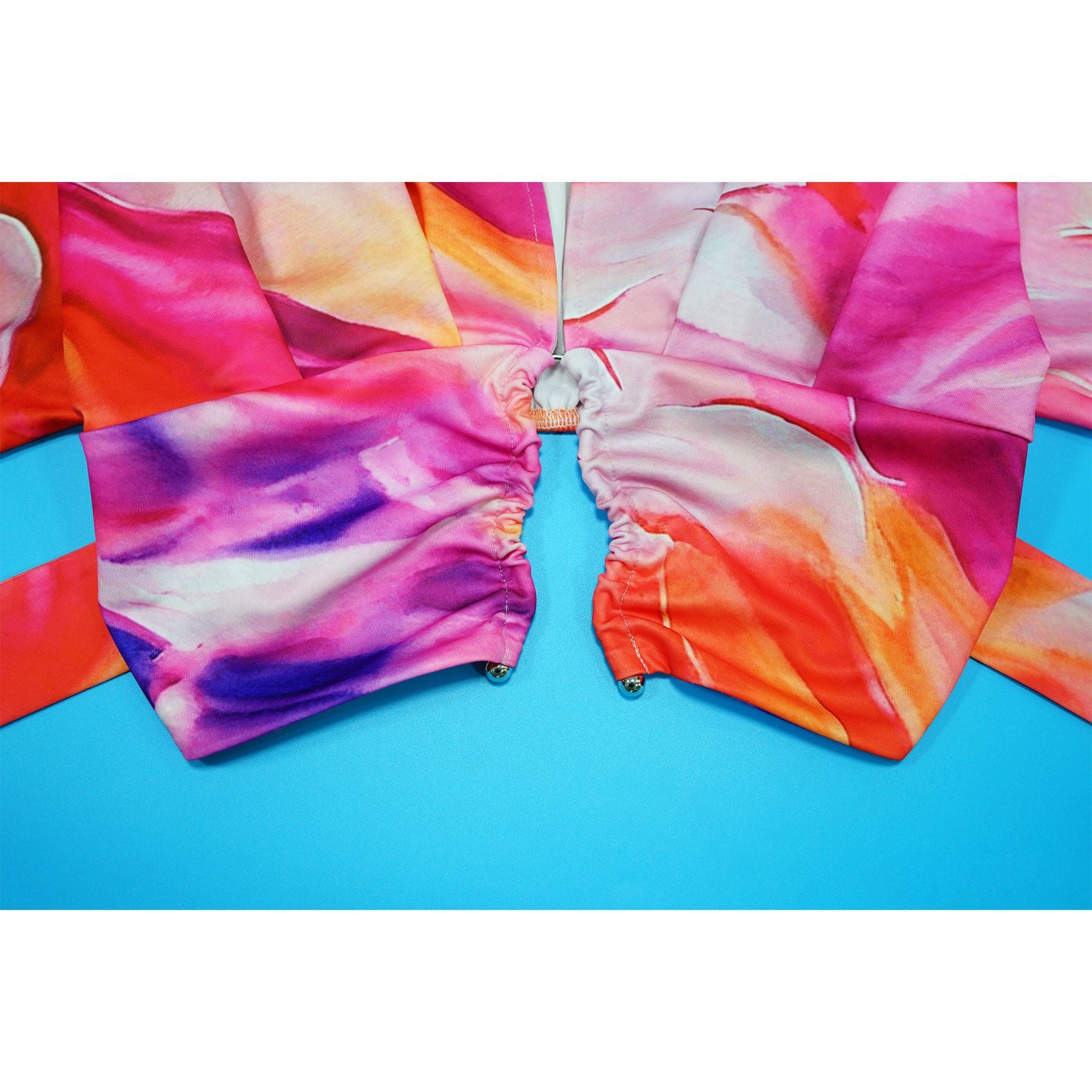 Summer Sexy Printed V Neck Top Side Slit Long Skirt Two Piece Set 16