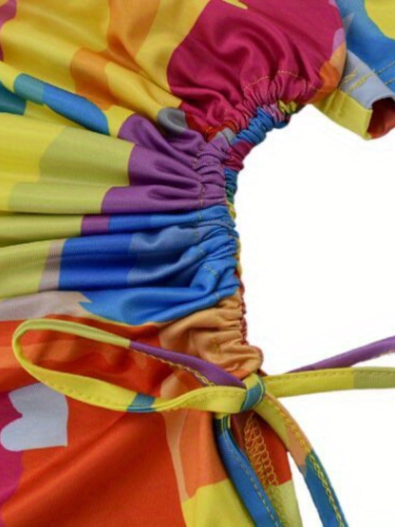 Sexy Multicolor Print Short Sleeve Drawstring Irregular Casual Dress 6