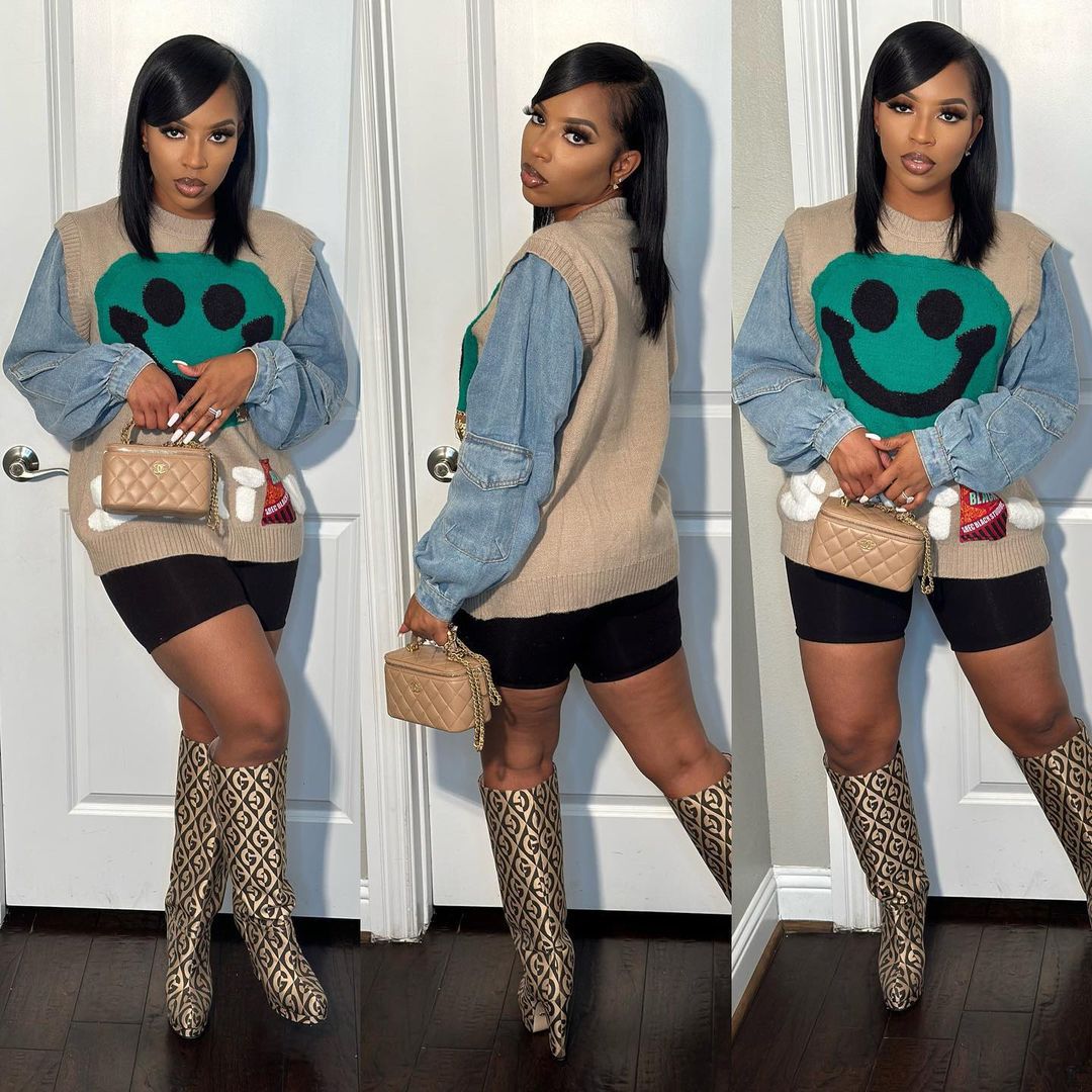 Women'S Clothing Autumn/Winter Denim Patchwork Women'S Knitting Sweater 6