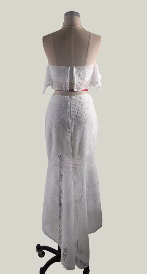 Dress lace Strapless Low Back Chic two-piece skirt set 12