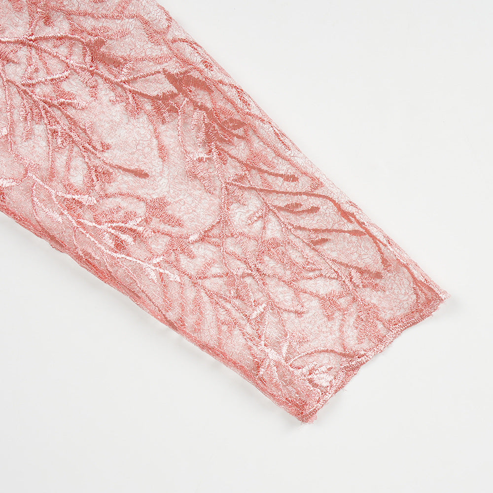 Lace Trim Plus Size African Embroidered Evening Gown 22