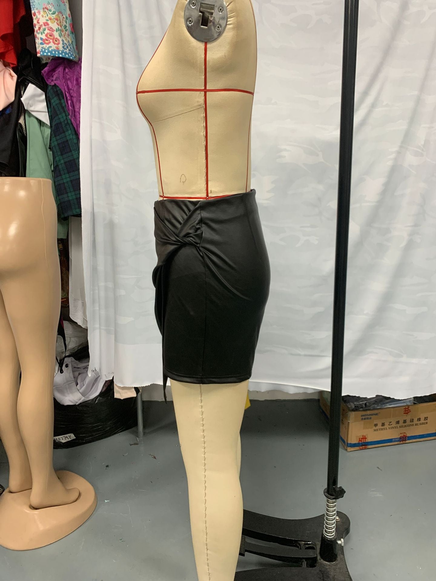 Women Casual Solid Irregular Pu-Leather Skirt 8