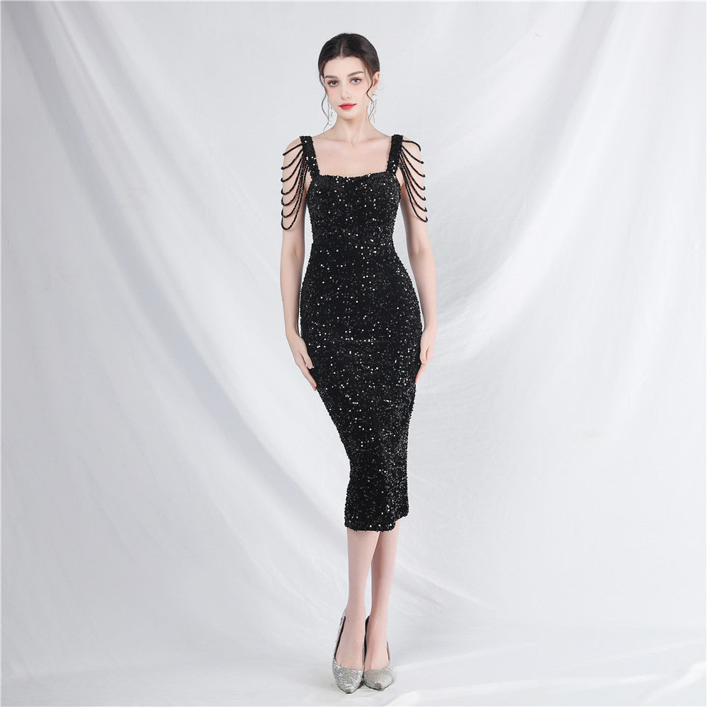 luxury elegant beaded sequin slim evening dress 12