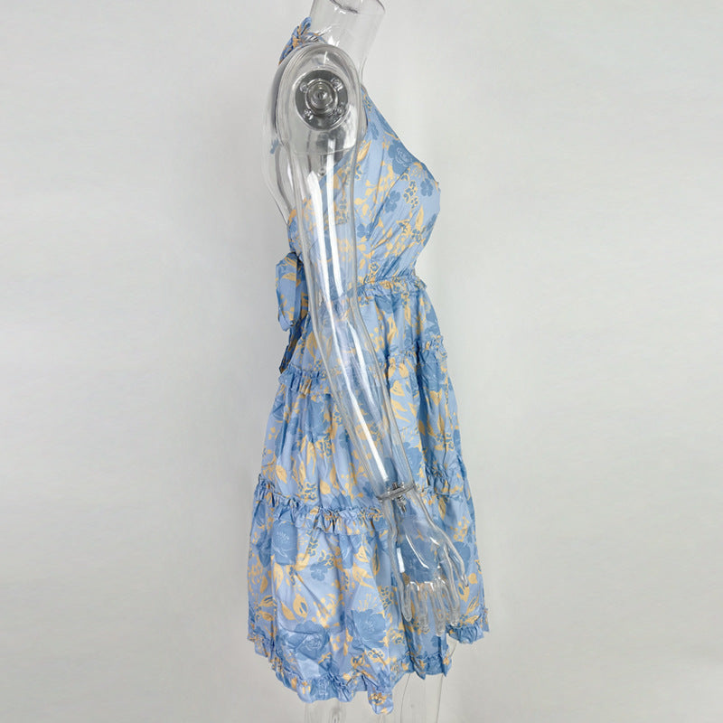 Women's Summer Sexy Cutout Halter Neck V-Neck Cake Dress 31