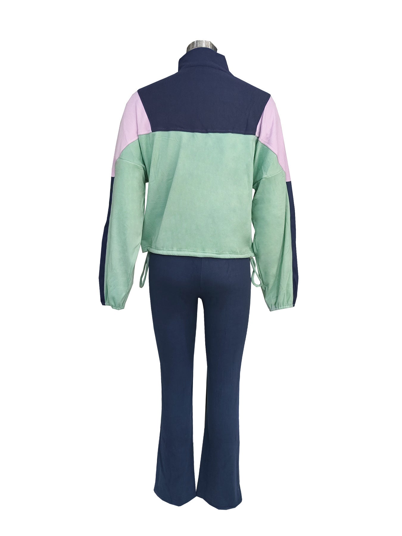 Women Colorblock Zipper Top and Pant Sports Two-Piece Set 13