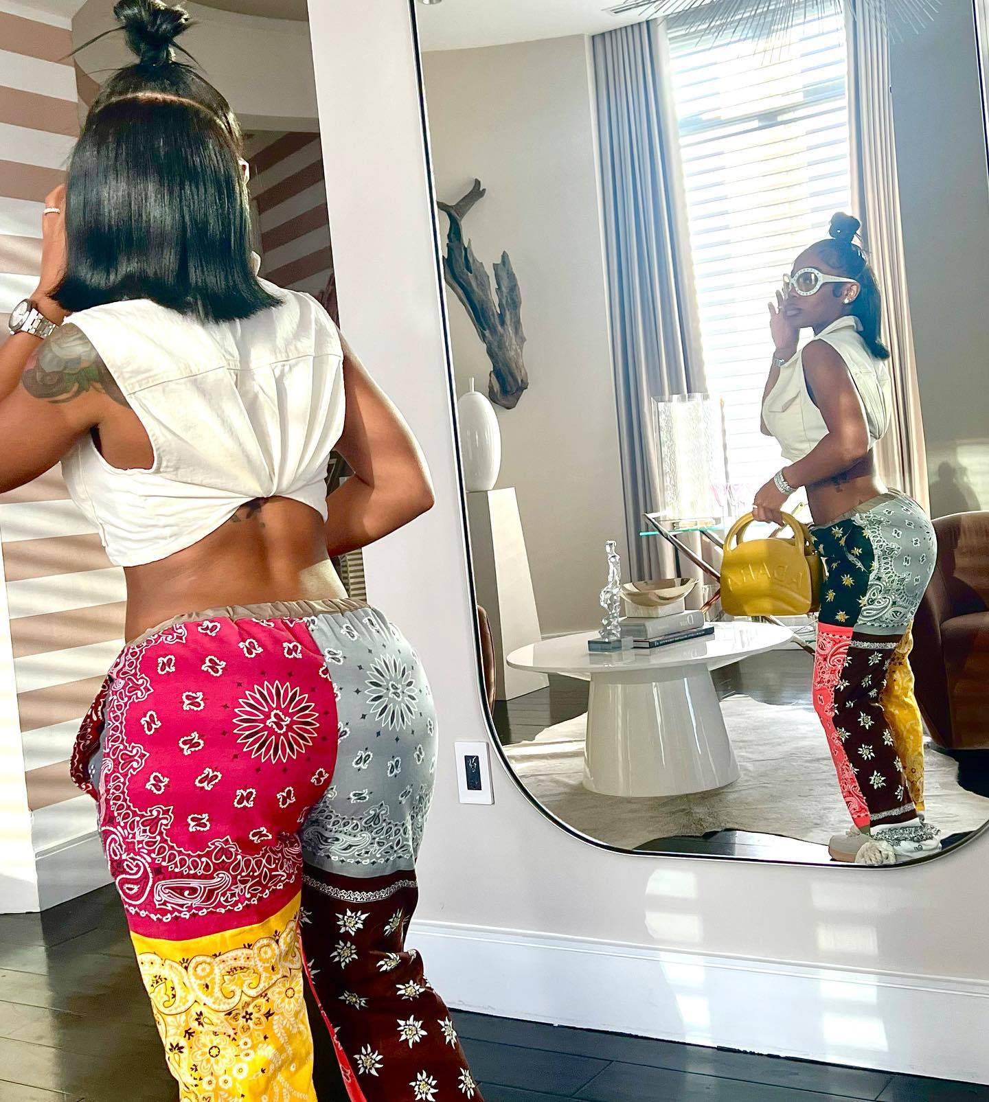 Women'S Fashion Contrast Print Casual Trousers 5