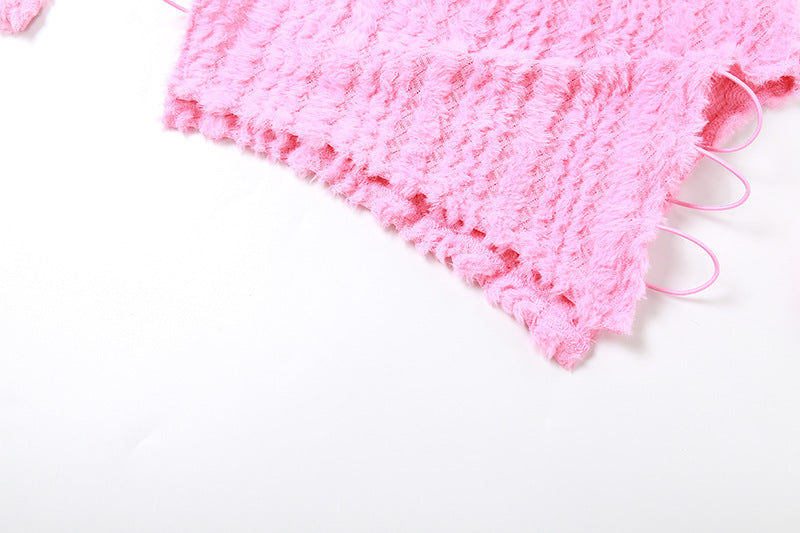 Women Clothing Off Shoulder Sexy Chest Wrap Hollow Backless Slit Dress 17