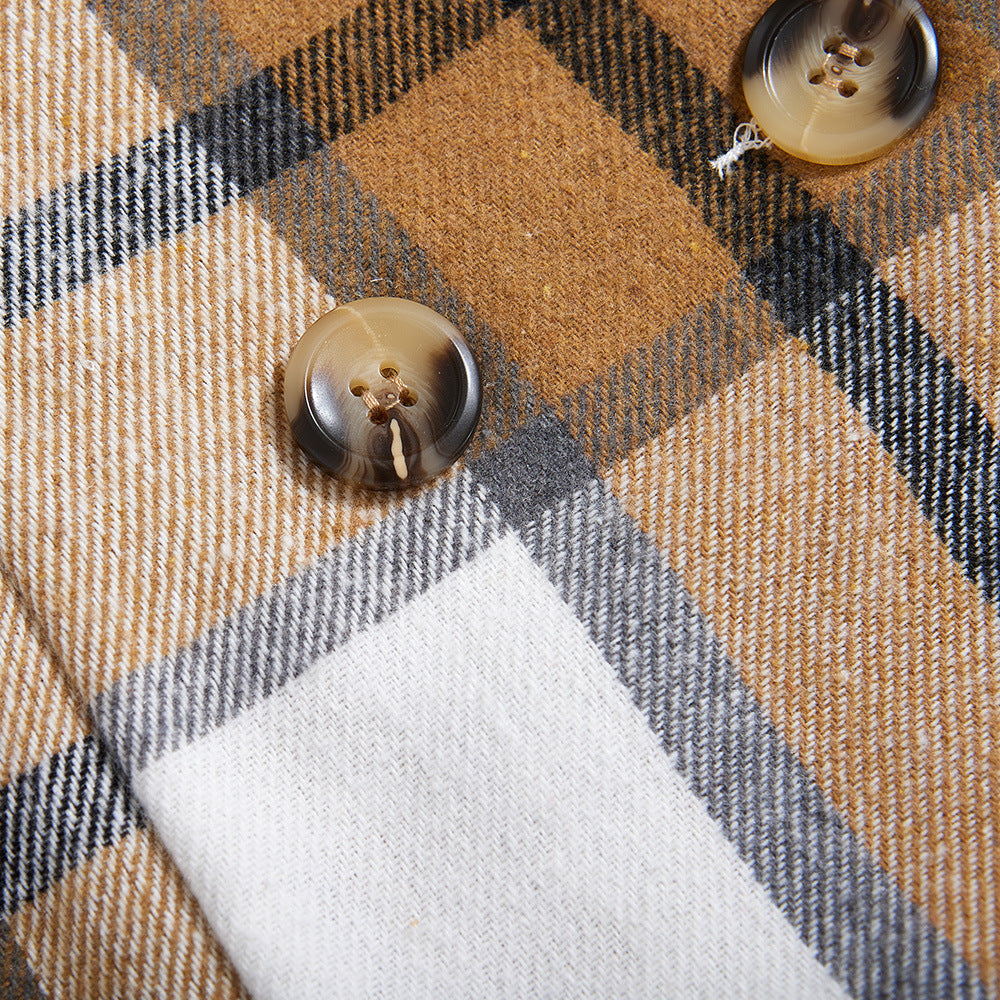 Women's Fashion Plaid Long Vest Turndown Collar Sleeveless Blazer 47