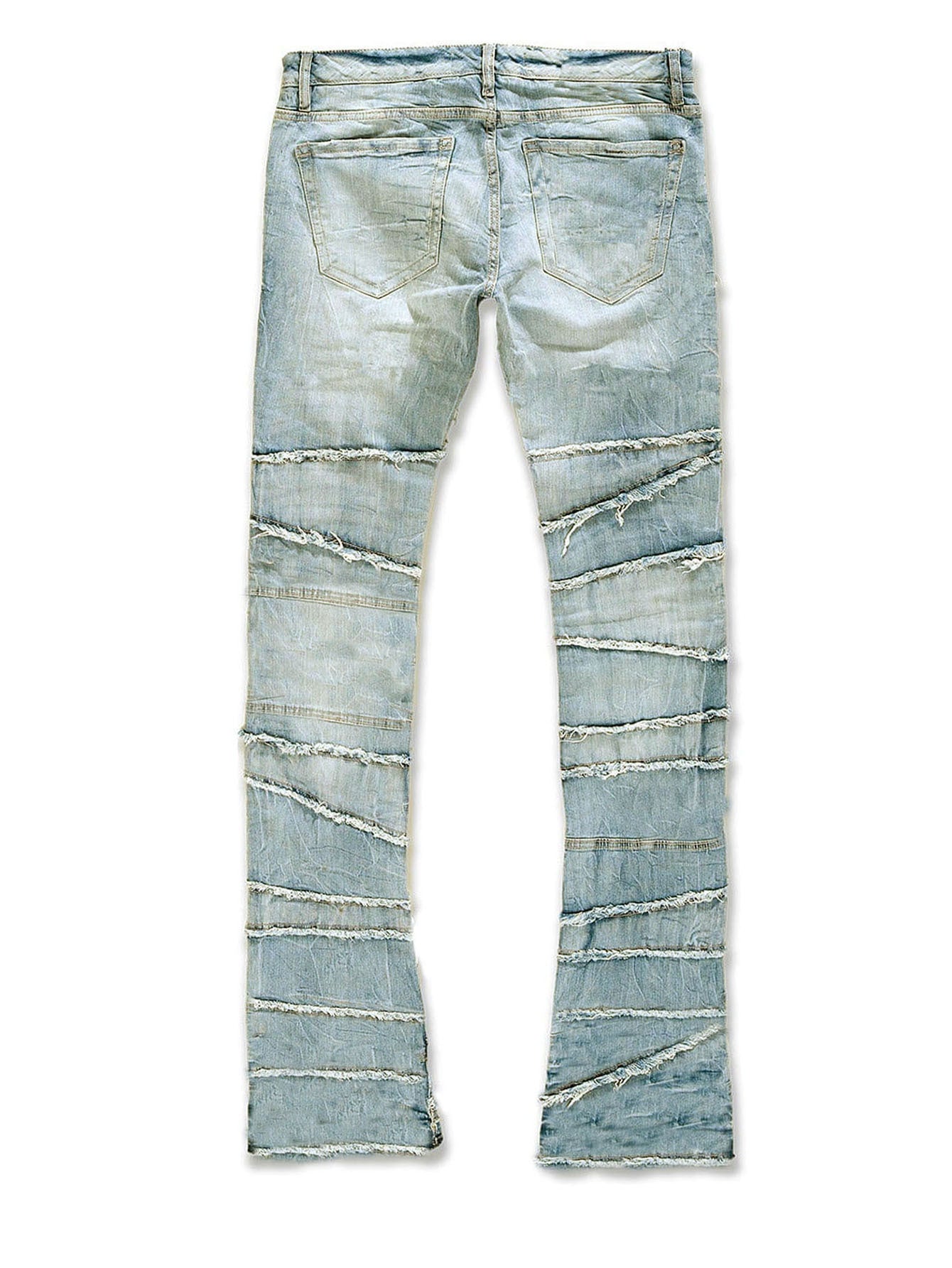 Street Fashion Men's Straight Leg Elastic Patch Denim Pants 15