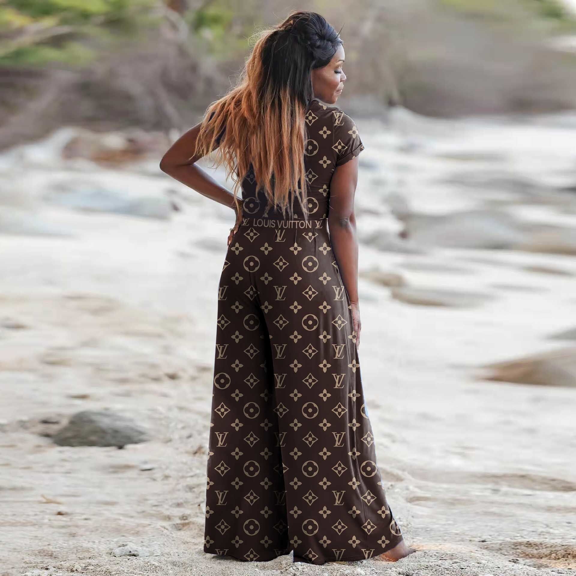 Women's Summer Sexy Short Sleeve Wide Leg Two-Piece Pants Set 6