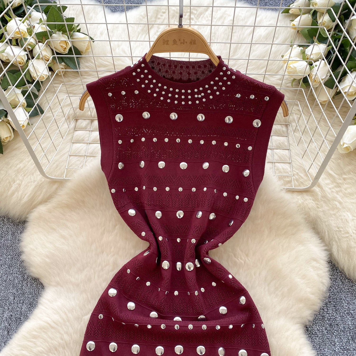 Women's Summer Sleeveless Stand Collar Diamond Slim Luxury Fishtail Long Dress 10