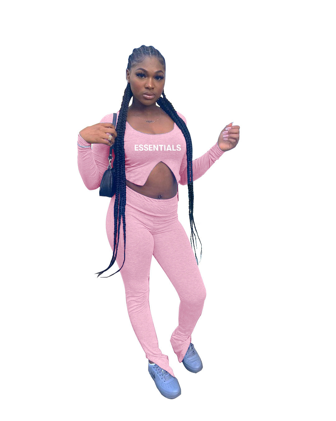 Women Letter Printed Long Sleeve Top and Pant Two-piece Set 16