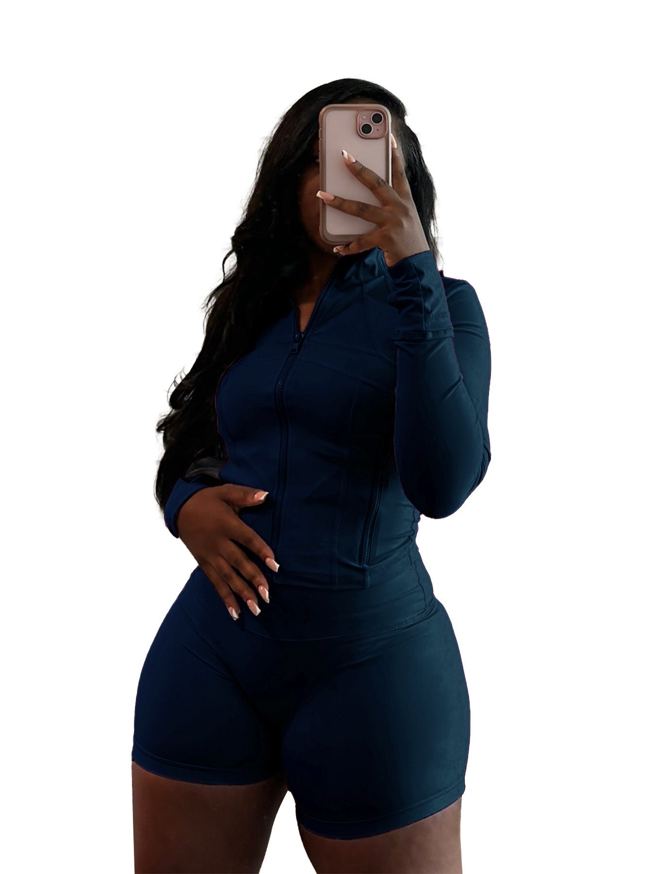 Women spring/summer casual sexy long-sleeved top and shorts two-piece set 24