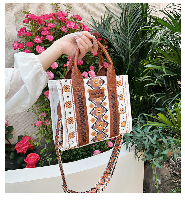 Women Summer Canvas Printed Shoulder Bag Handbag Crossbody Tote Bag 8