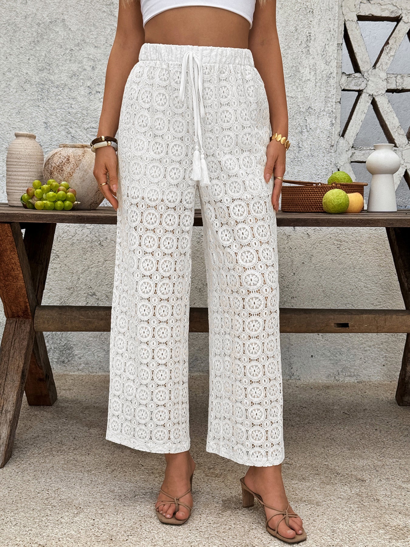 Women Summer Casual See-Through Lace Pants