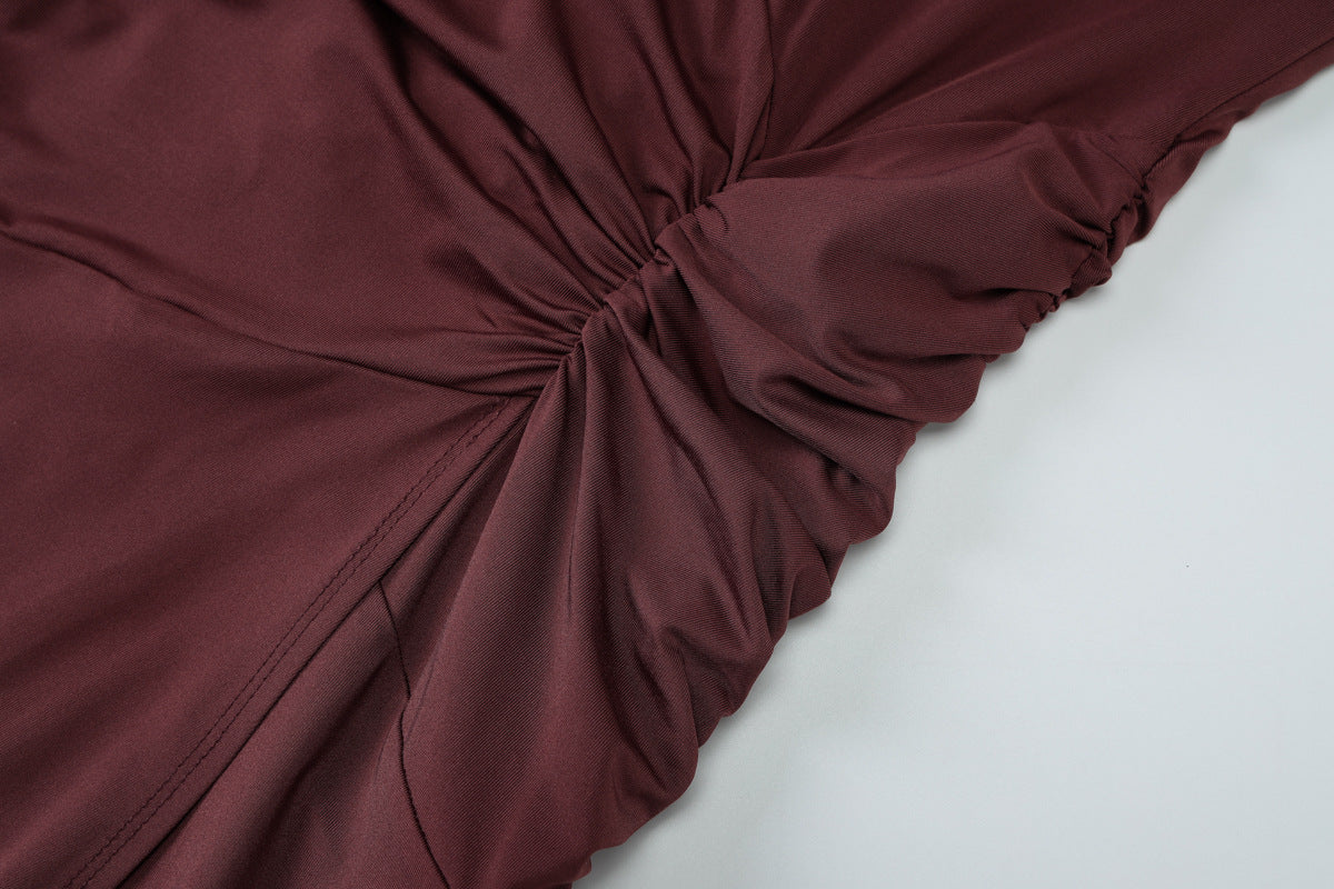 Women Solid Sexy V Neck Sleeveless Hollow Slit Halter Neck Dress 12