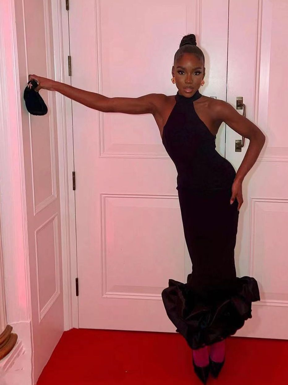 Women Elegant Sleeveless Tiered Hem Party Bandage Dress 4