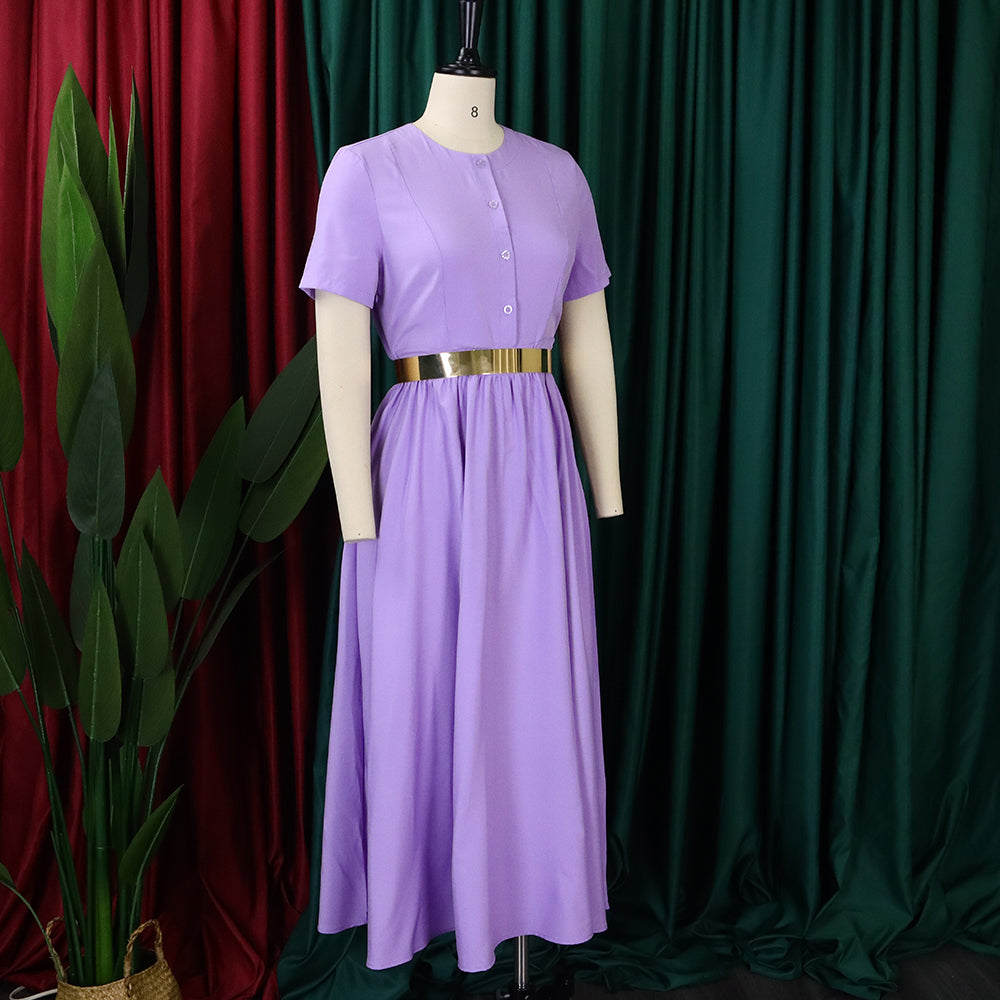 Women Summer Short Sleeve Belted Dress 19