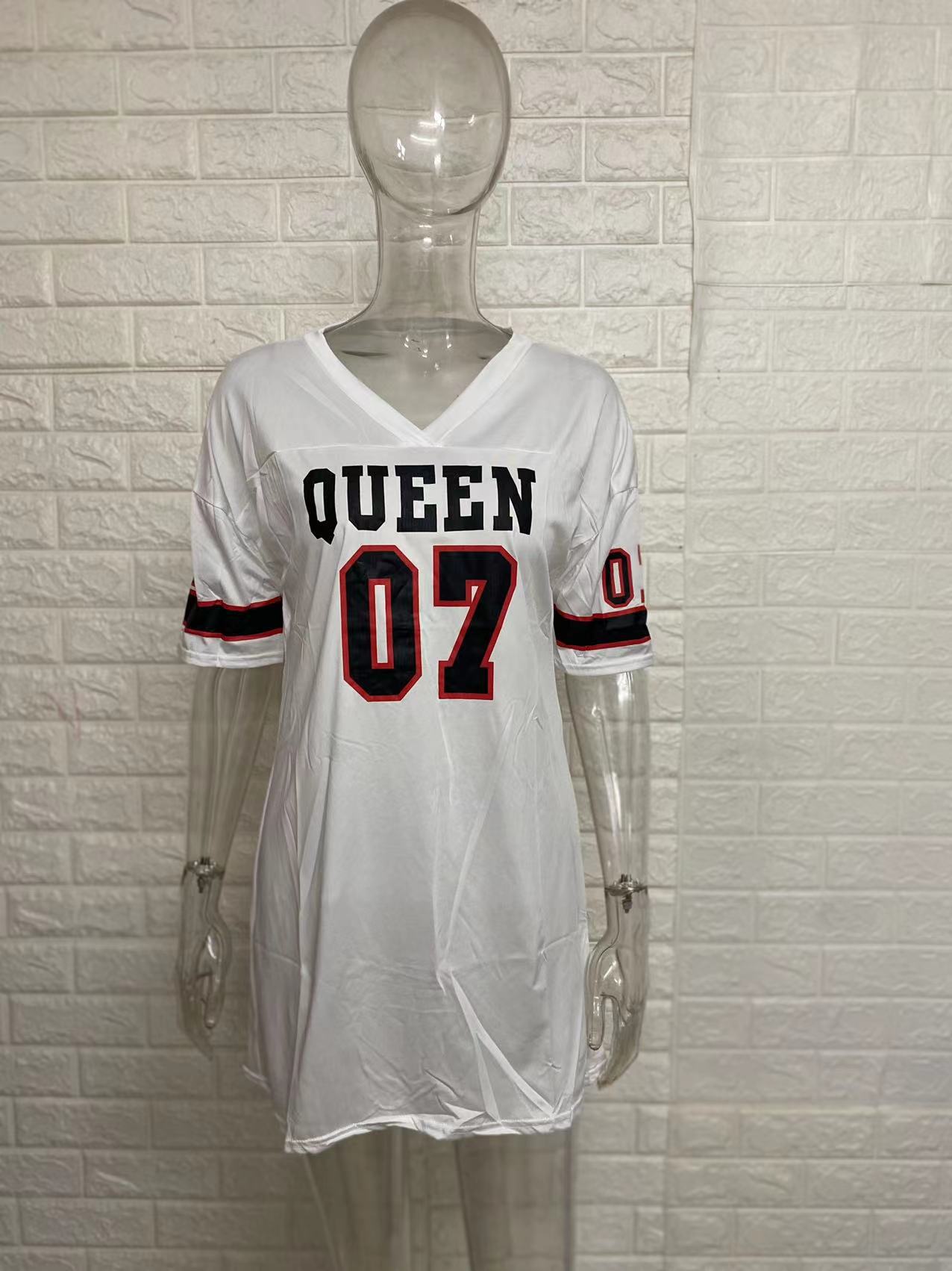 Women Casual Loose V-neck Split Dress 14