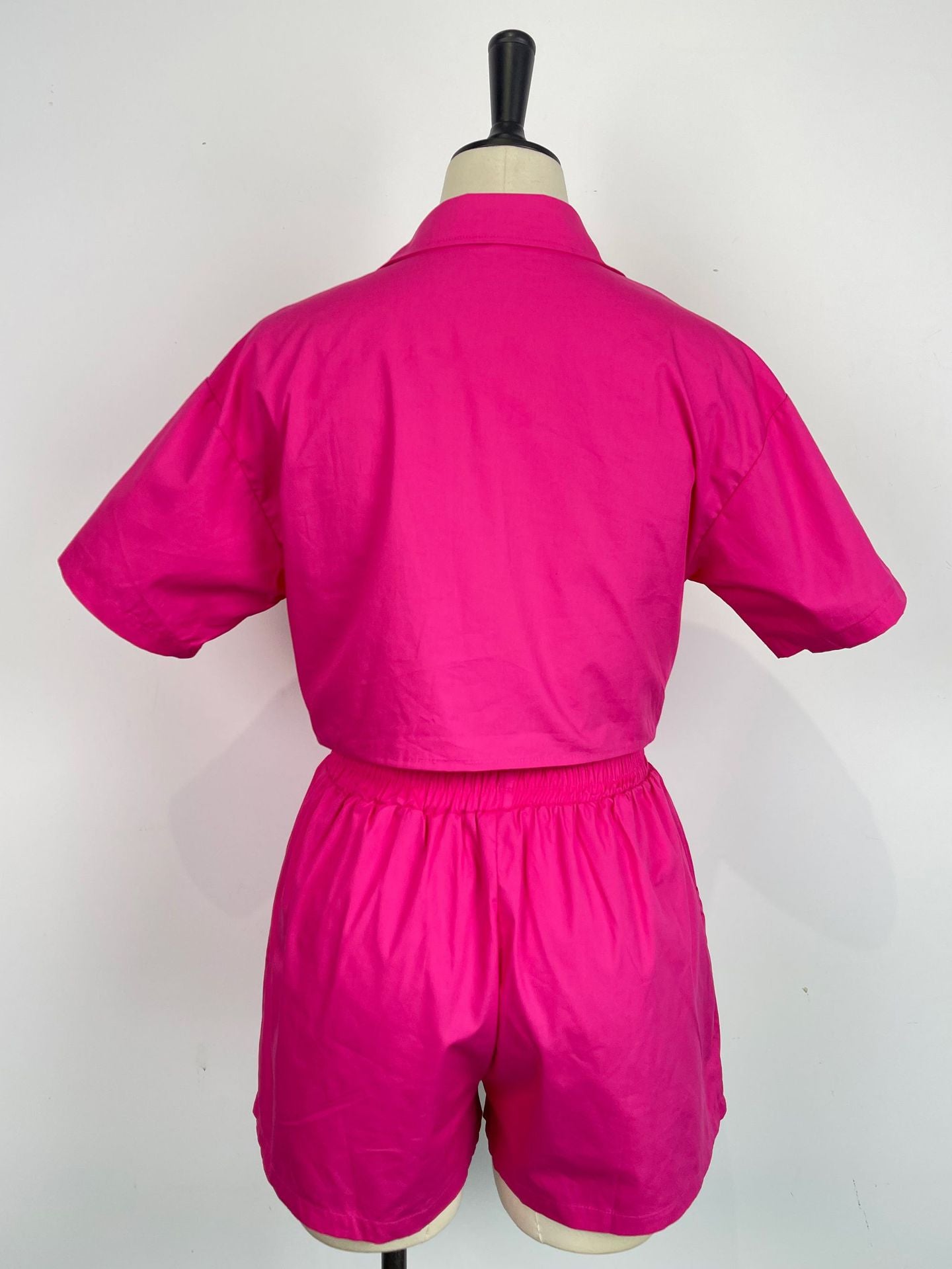 Ladies Short Sleeve Shirt Set Elastic Pocket Shorts Two-Piece Set 32