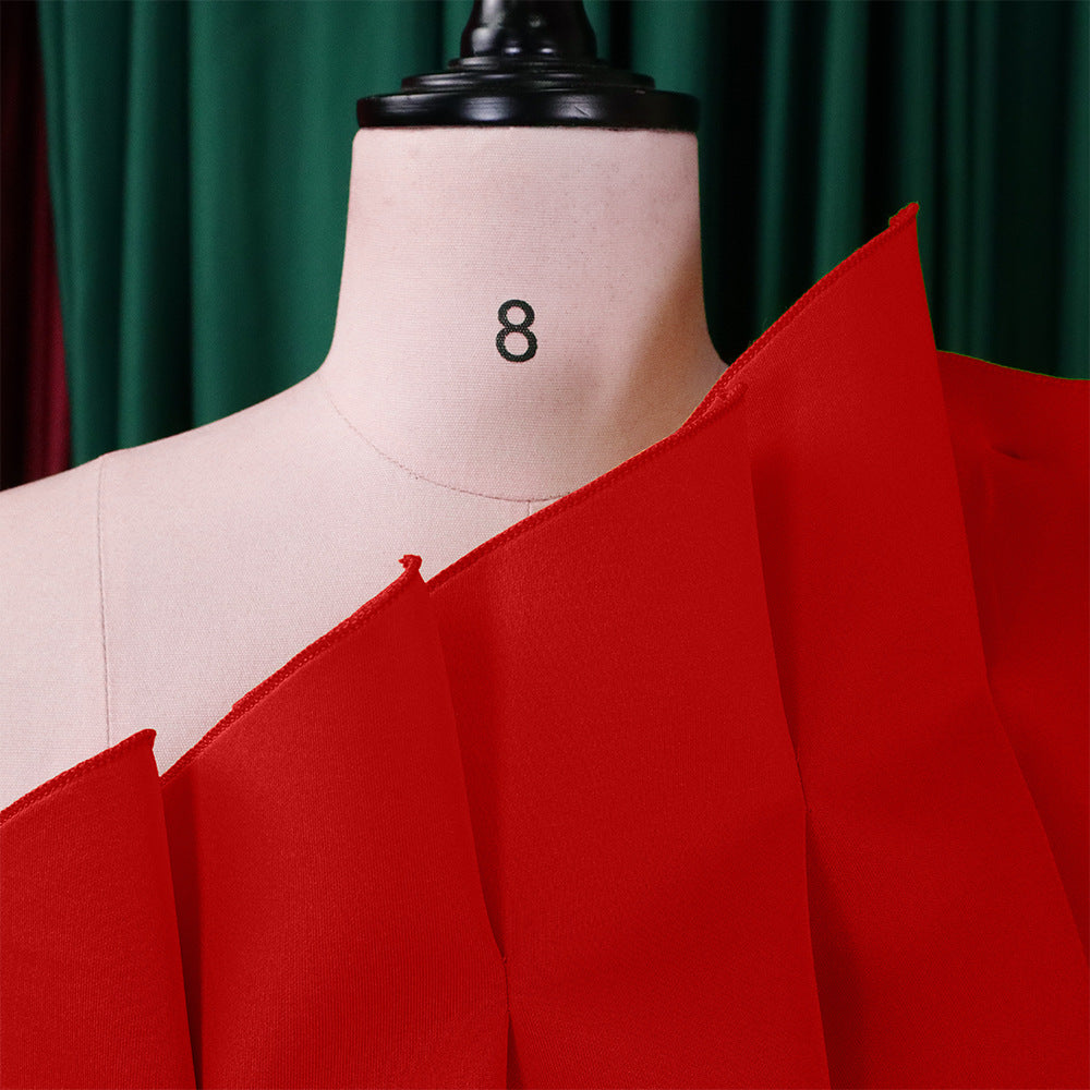 Plus Size Women Solid Sexy Pleated Formal Party Dress 43