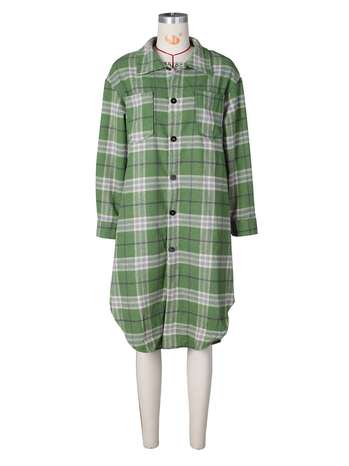 Spring Women's Clothing Fashionable Turndown Collar Pocket Plaid Shirt 7