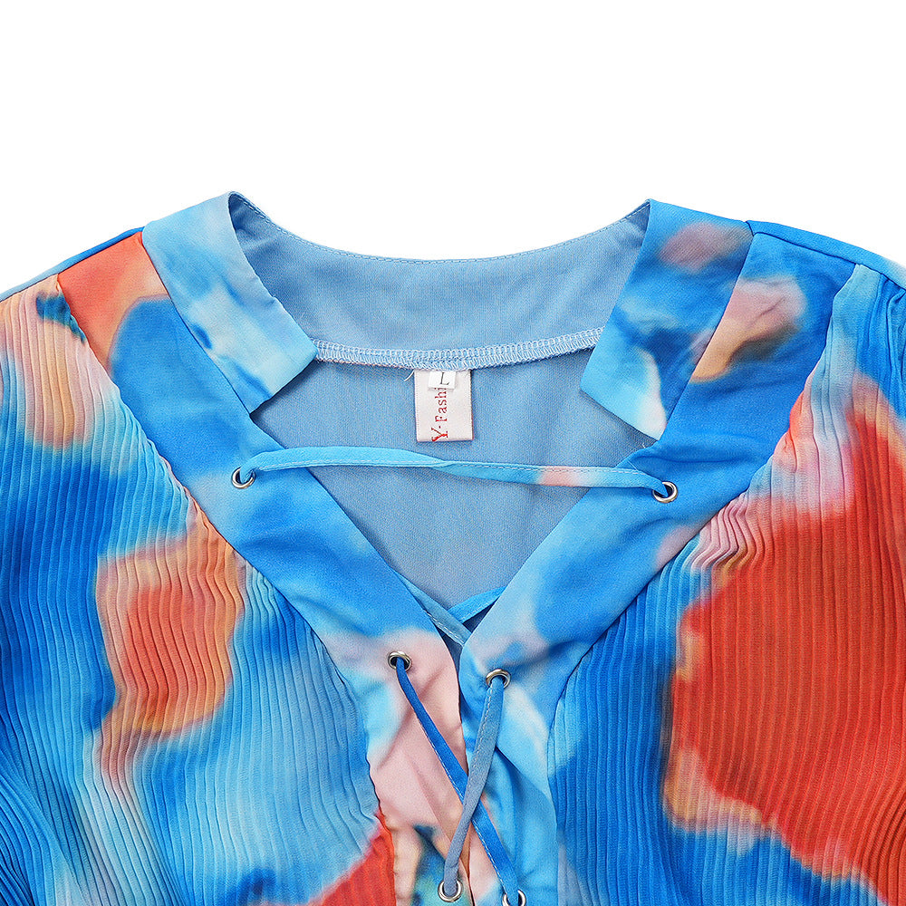 Plus Size African Women V-neck Print Dress 9