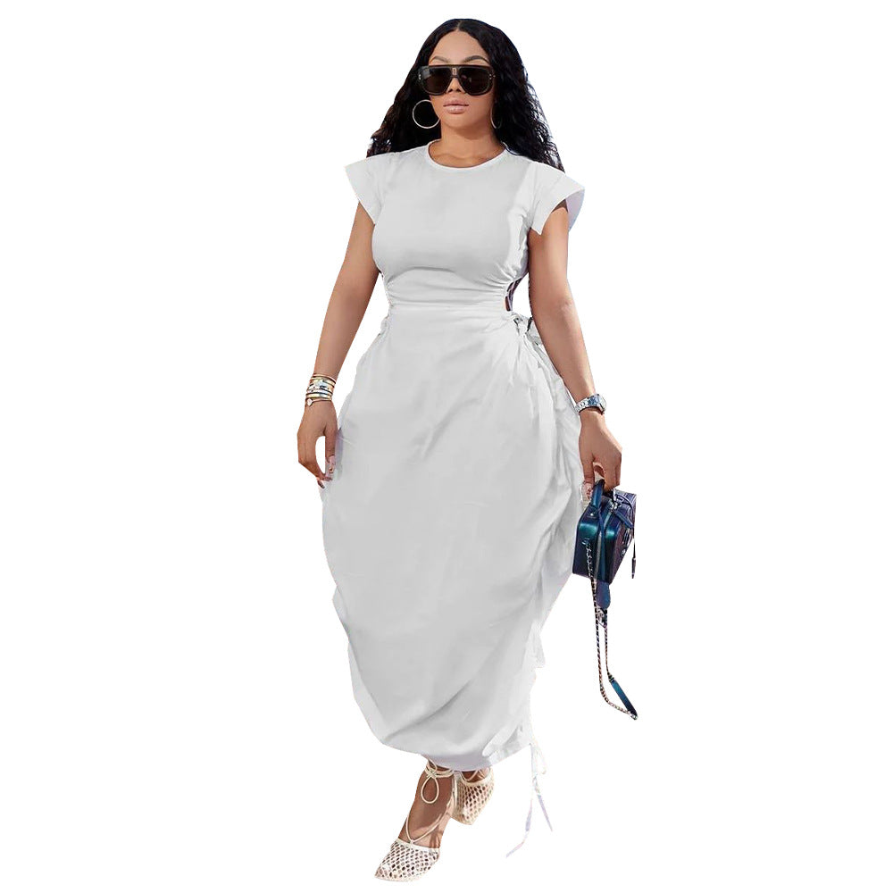 Summer Women Round Neck Solid Dress 20