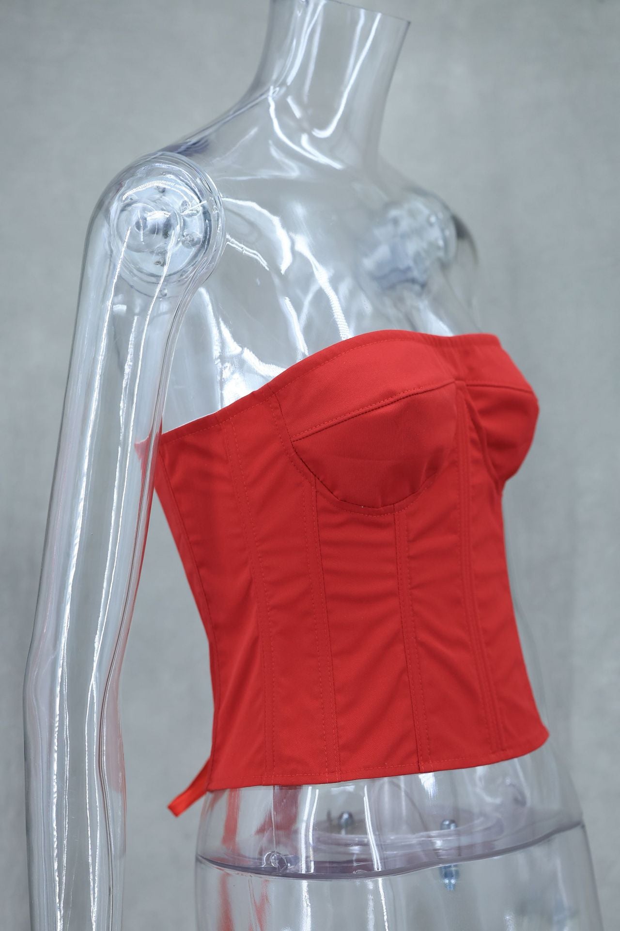 Spring Summer sexy fishbone Strapless lace-up top flower short skirt two piece set 13