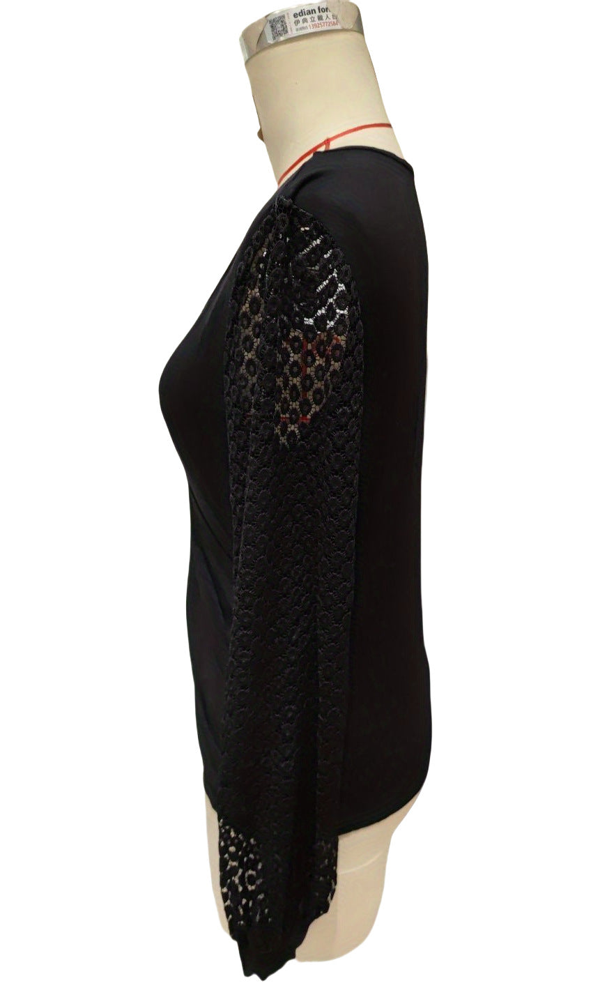 Spring Solid Color Patchwork Lace Lantern Sleeve Loose V-neck Women's Top 6