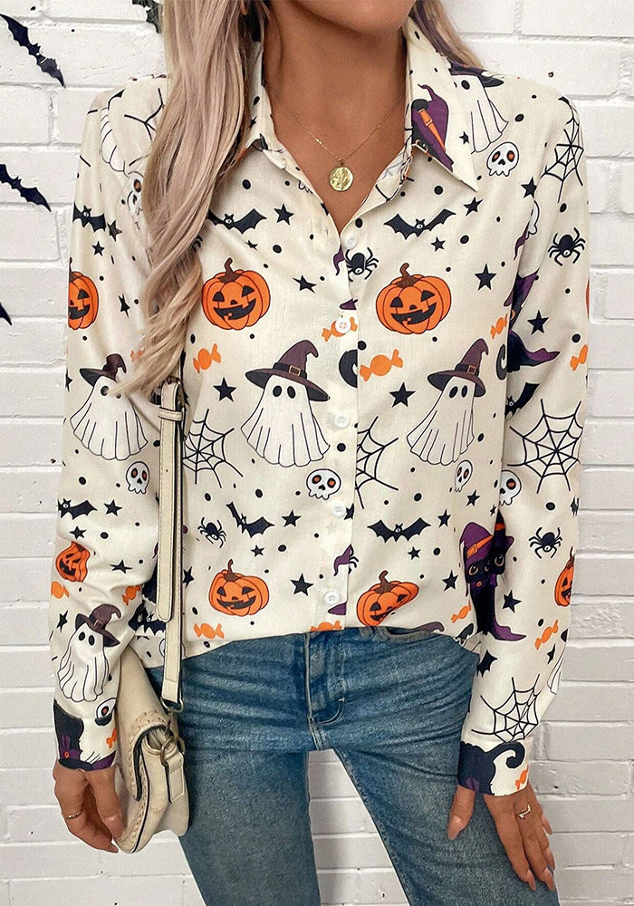 Halloween Women Printed Long Sleeve Shirt