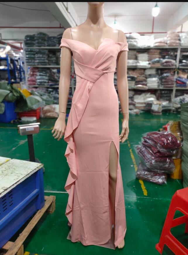 Elegant Off Shoulder Ruffled Slit Plus Size Beauty Long Formal Party Evening Dress 20