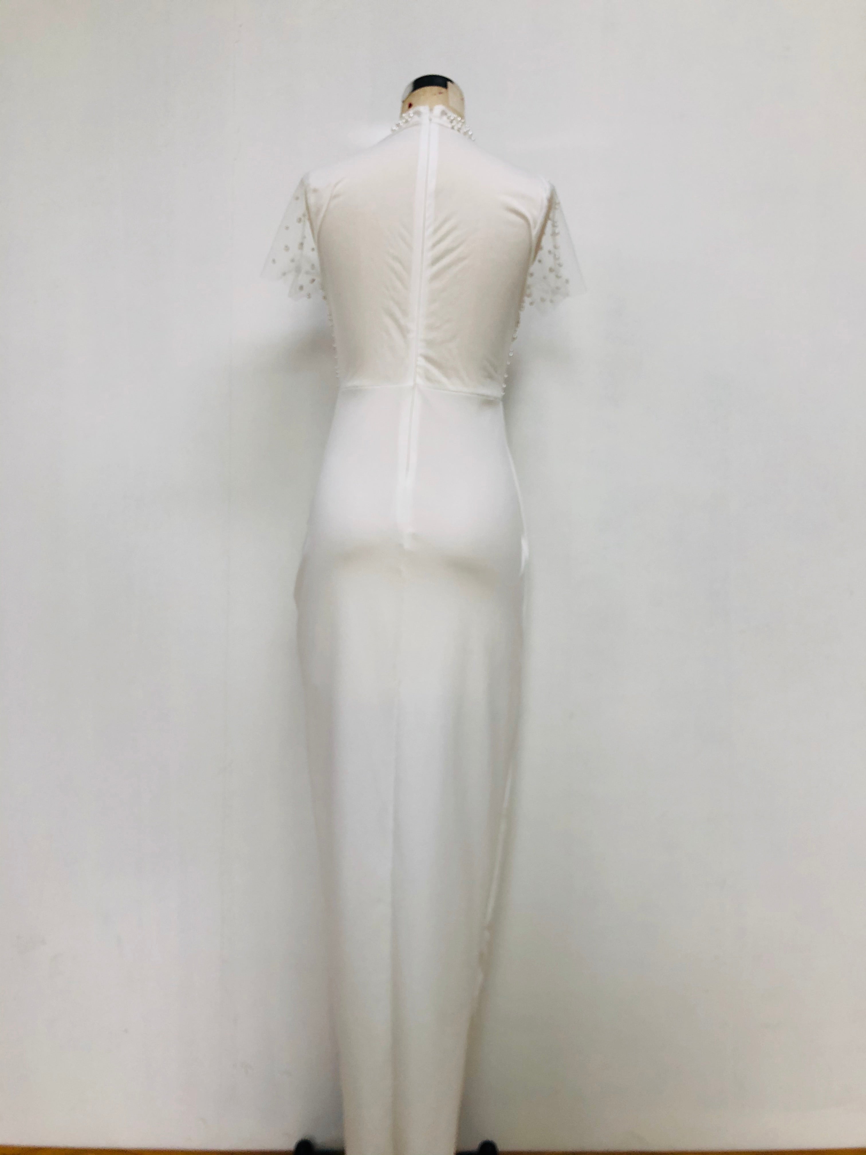 Women Elegant Short Sleeve Beaded Bodycon Dress 7