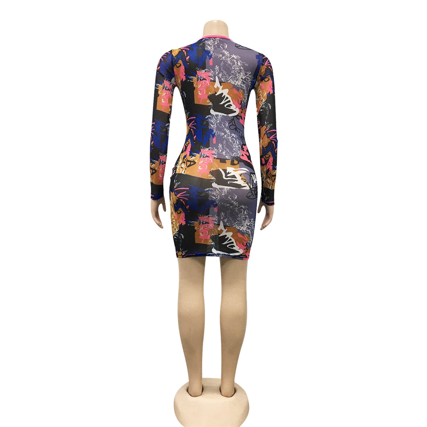 Women Trendy Graffiti Printed Sexy Dress 6