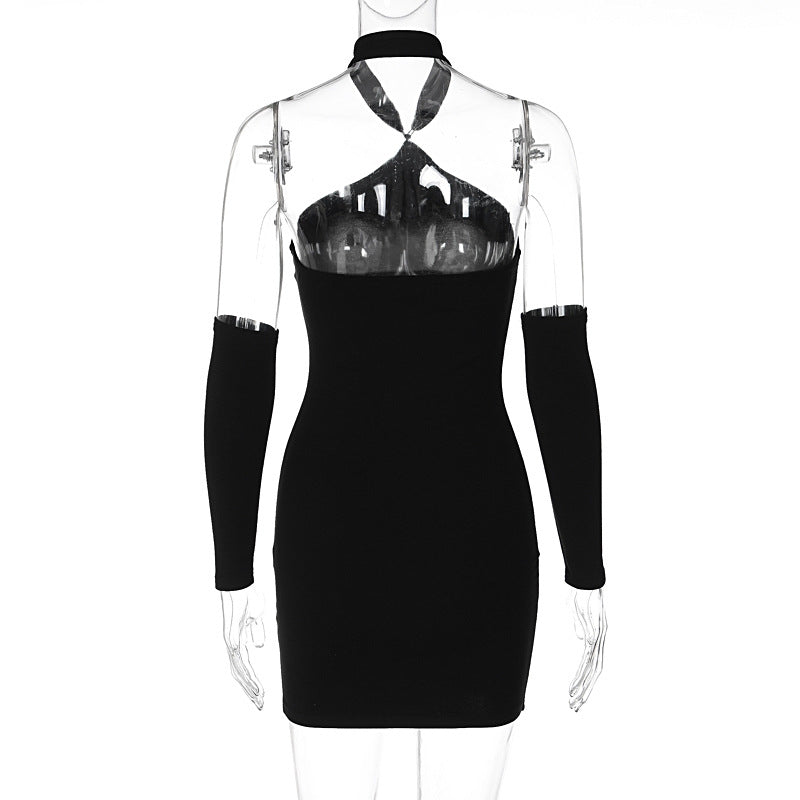Summer Women's Sleeves Halter Neck Low Back Sexy Tight Fitting Bodycon Dress 4