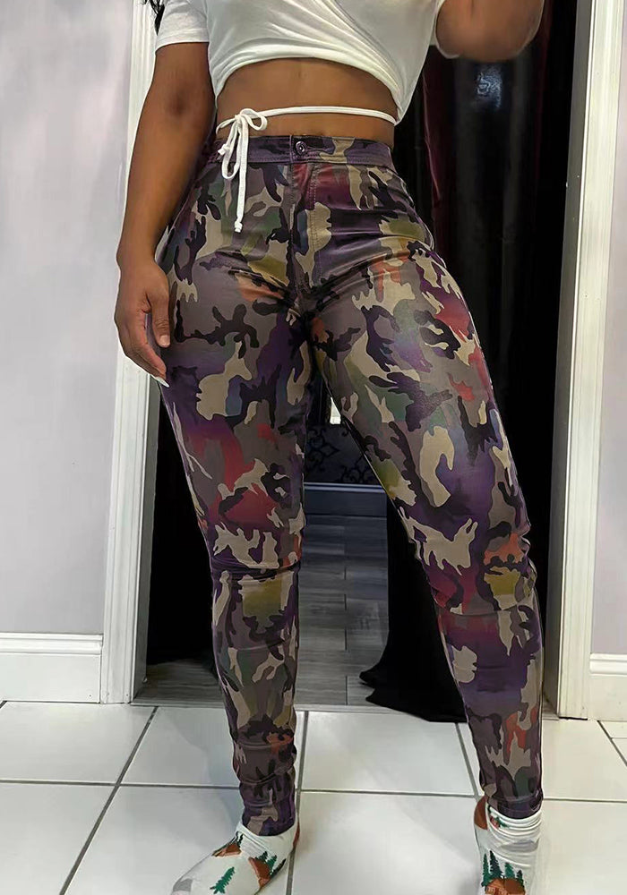 Spring Sexy Women's Clothing Tight Fitting Camo Trendy Pants 3