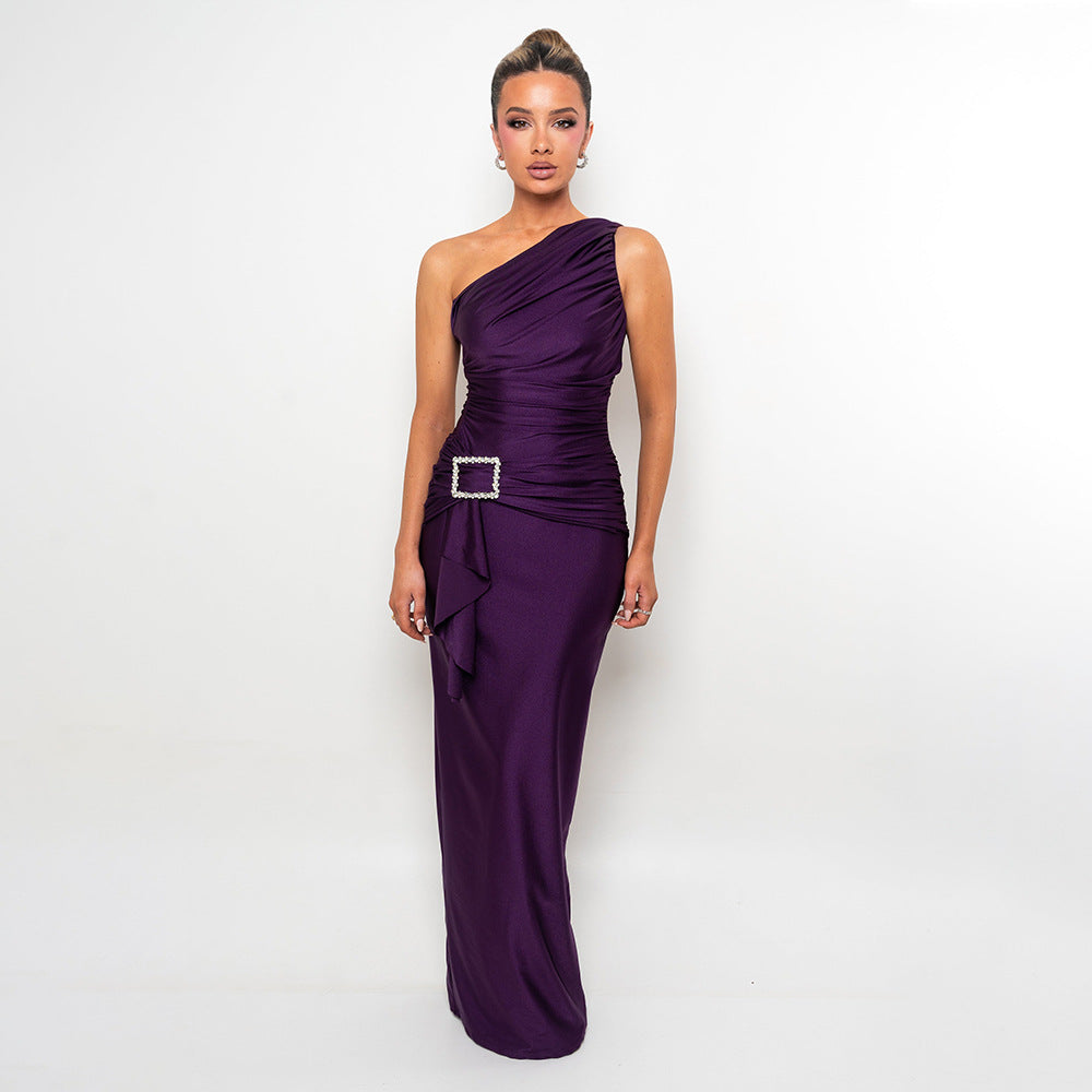 Sexy One-Shoulder Ruffle Bodycon Maxi Dress 6