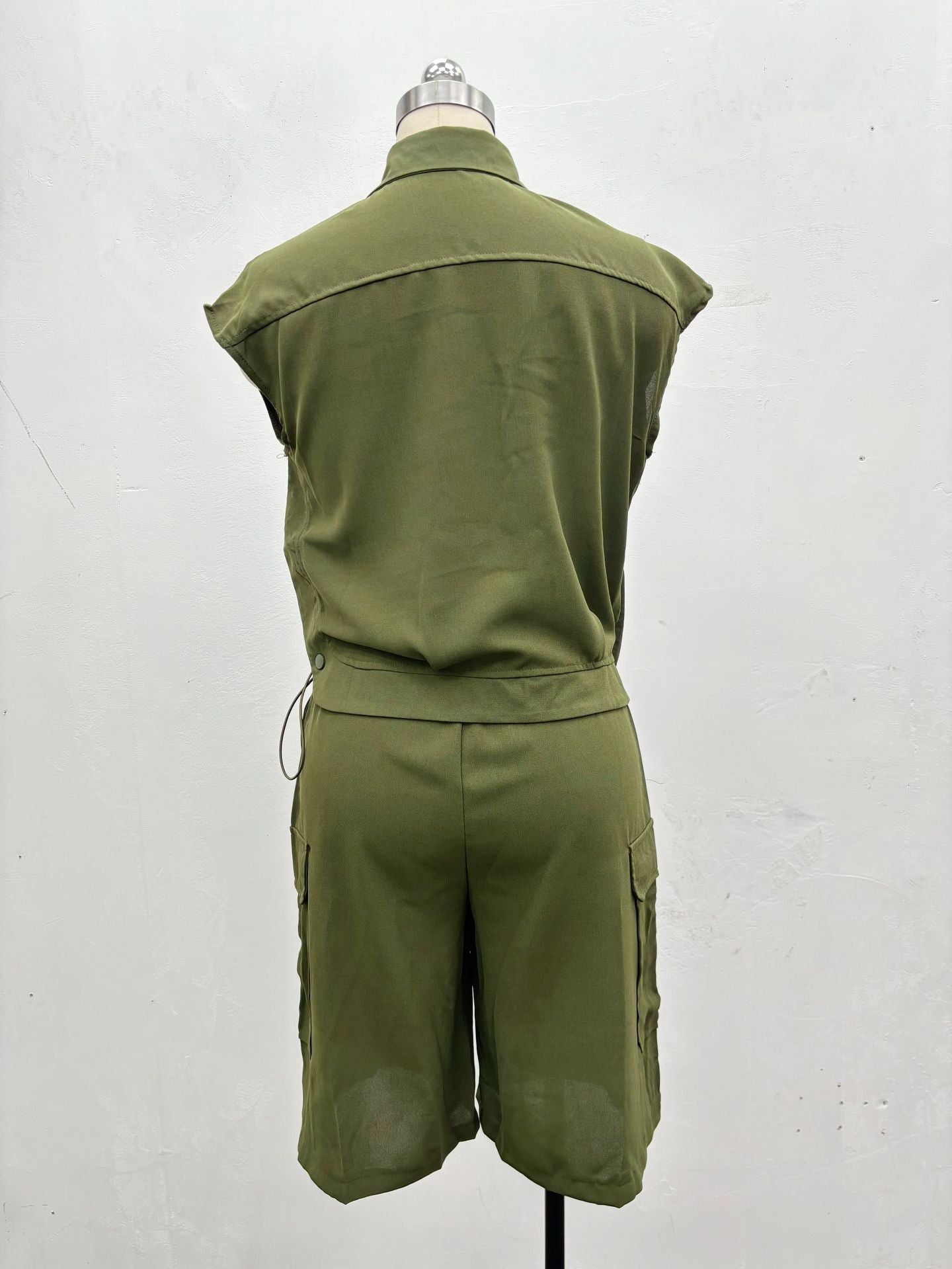 Summer Fashion Casual Women's Solid Color Shirt Shorts Two-Piece Suit 11