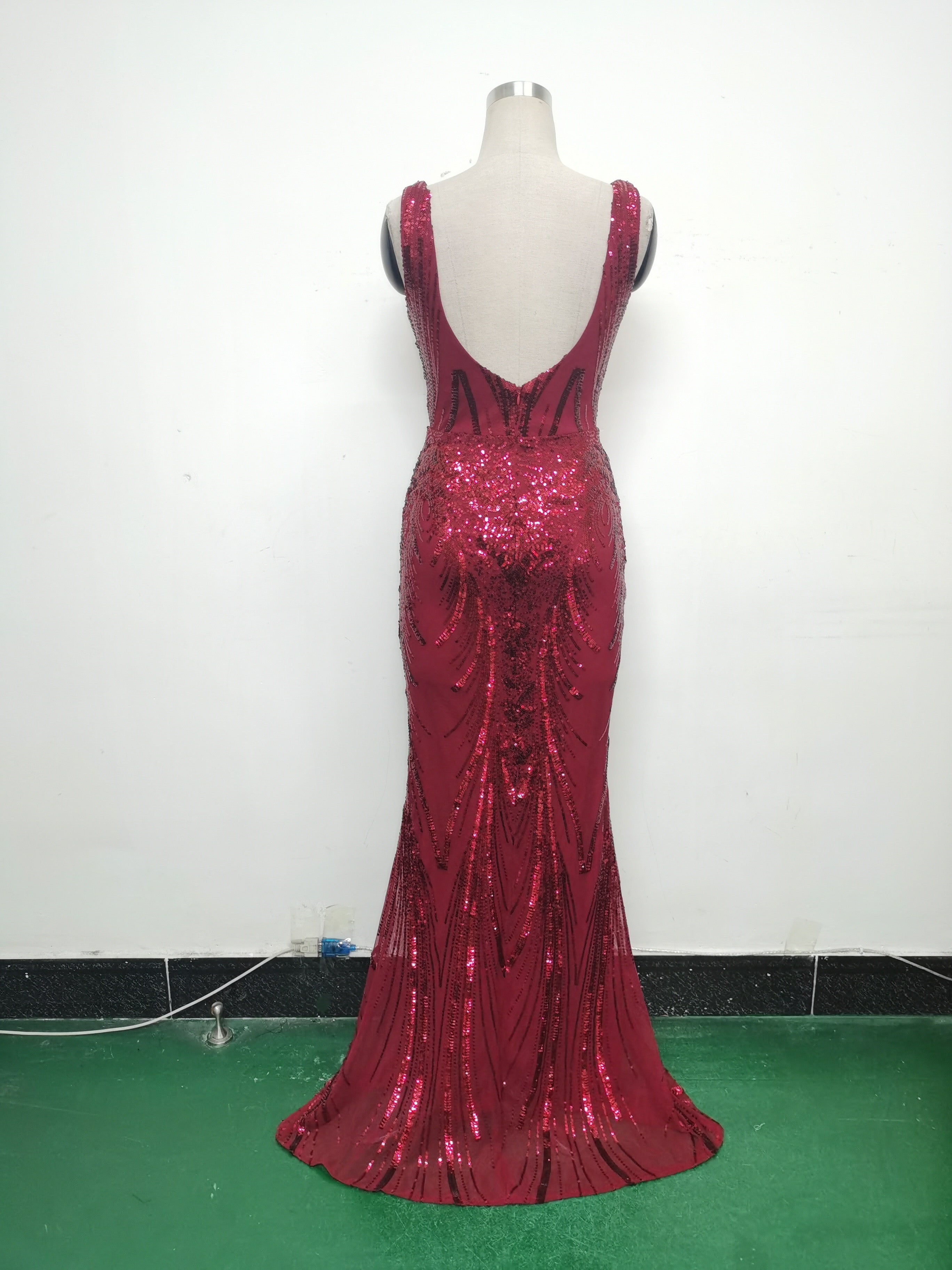 Women Beaded Beaded Sequin Evening Dress 24