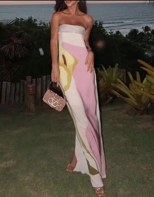 Women's Print Strapless Long Dress 7