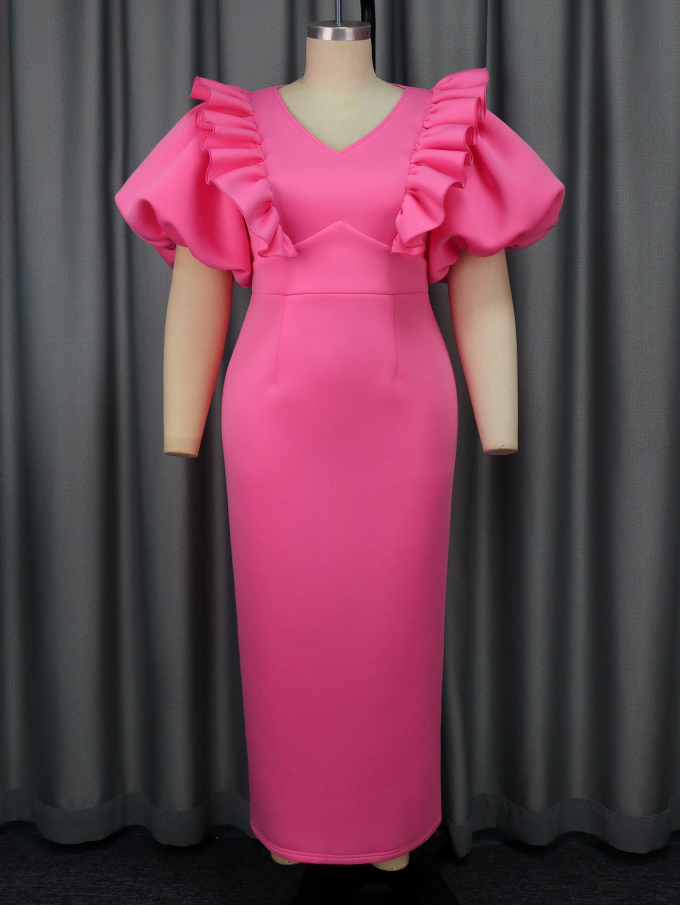 Puff Sleeve Long Dress Bodycon Formal Party Gown 9