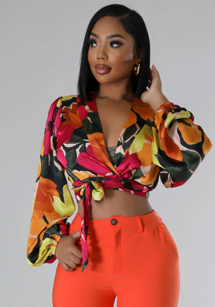 Autumn And Winter Women's Casual Flower Long Sleeve Top Fashion Wear