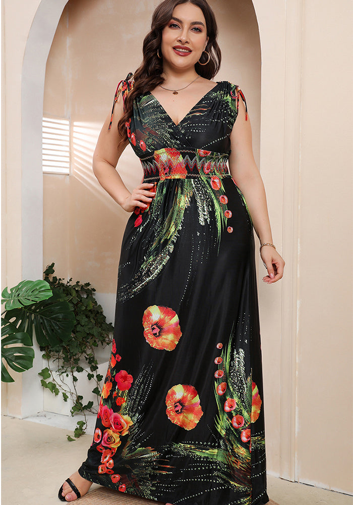 Plus Size Women Boho Print Beach Holidays Dress