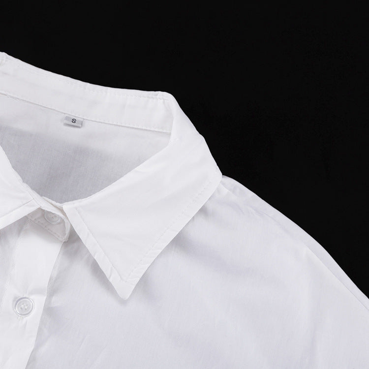 Women's Casual Cotton Turn-Down Collar 3/4 Sleeve A-Line Shirt Dress 10